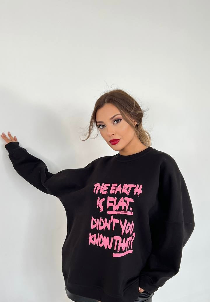 Black sweatshirt with hot pink pattern