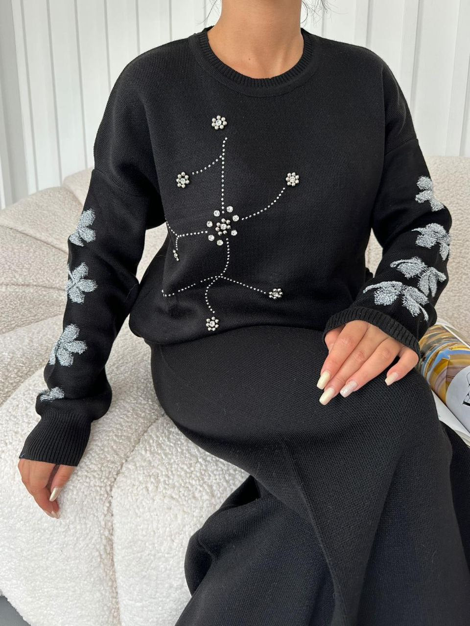 Black winter set with crystals