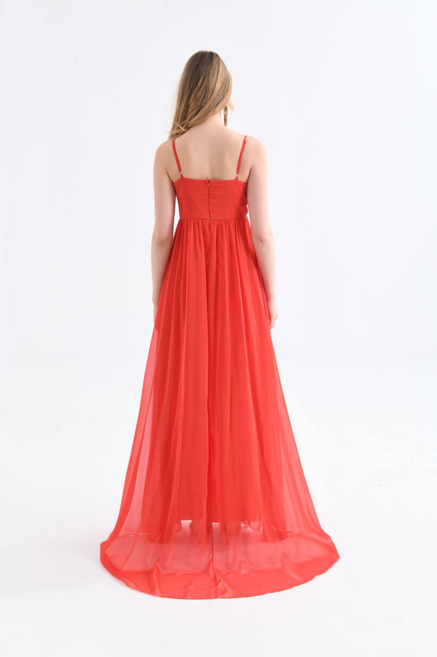 Orange chiffon long dress