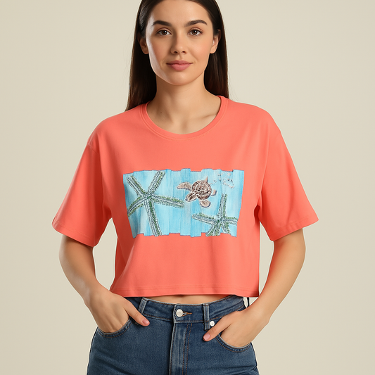 Cropped Cotton T-Shirt