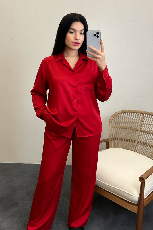Red Satin Set
