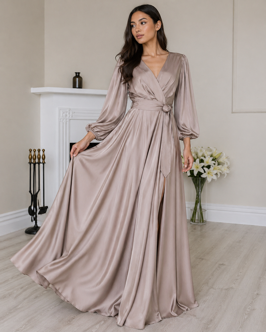 Mocha satin dress