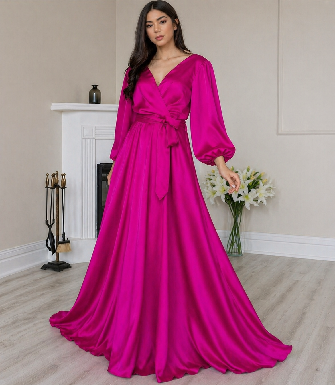 Hot Pink satin dress