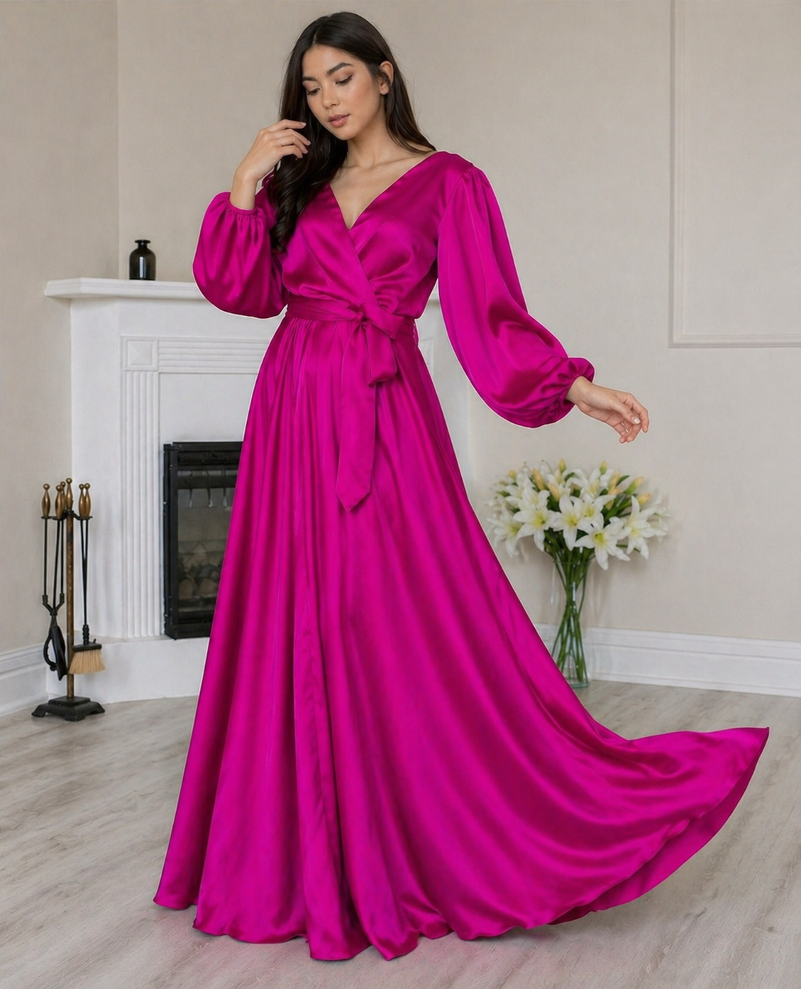 Hot Pink satin dress