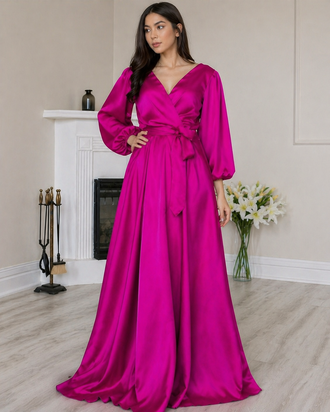 Hot Pink satin dress