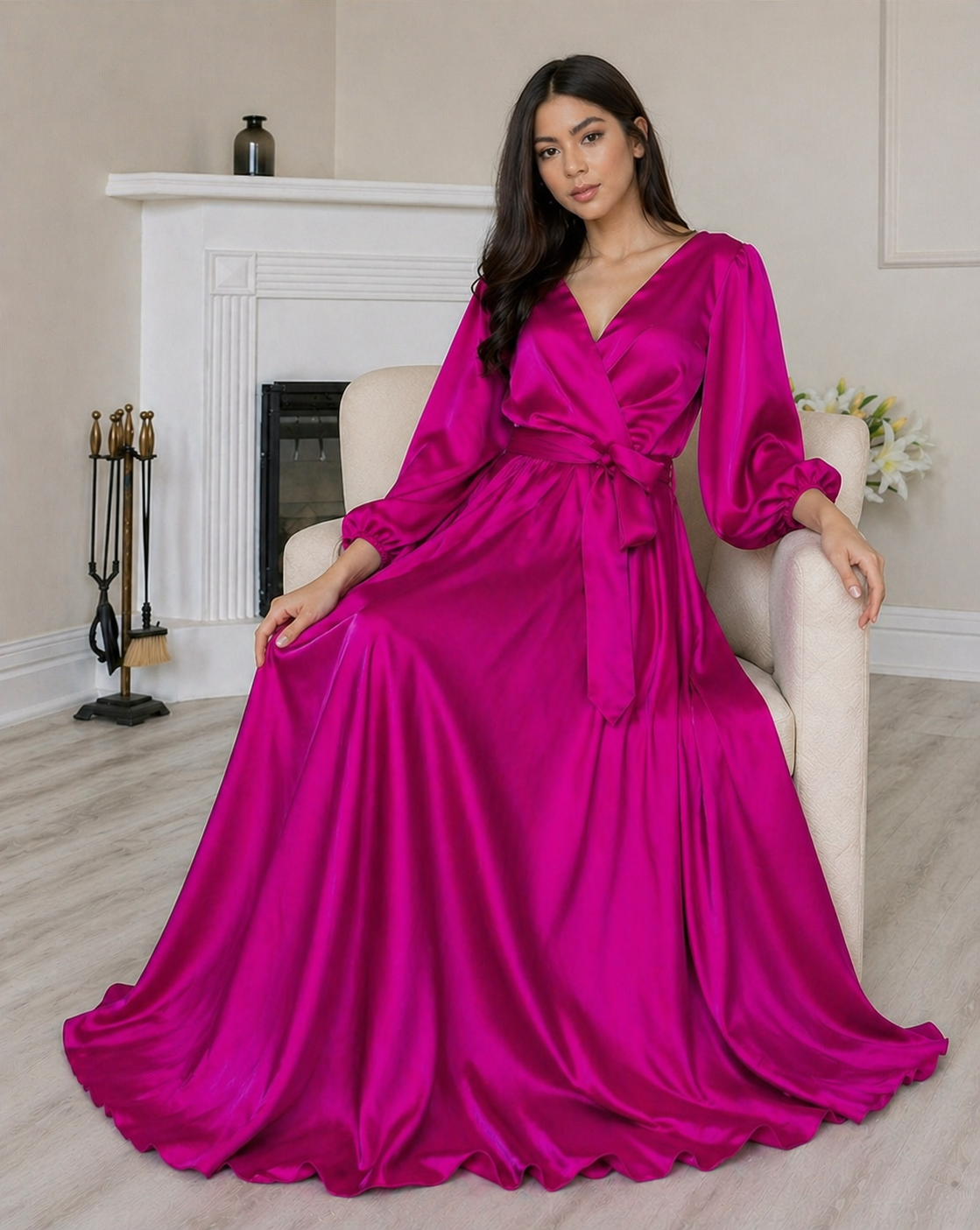 Hot Pink satin dress – Bee Blings