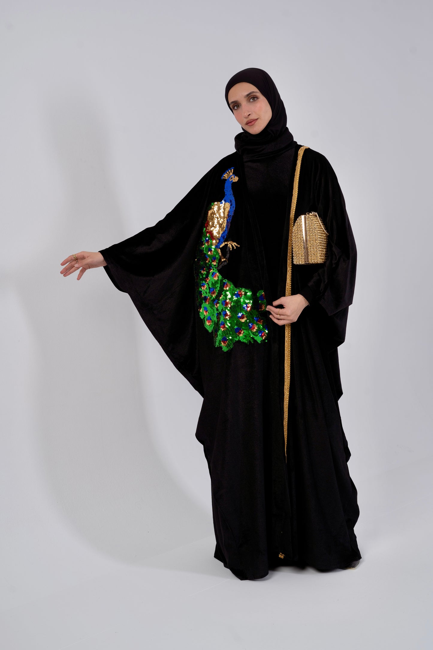 Peacock Velvet Kaftan