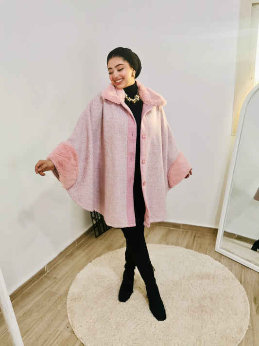 Pink fur cape