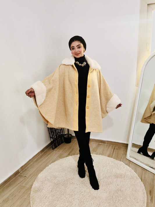 Yellow fur cape