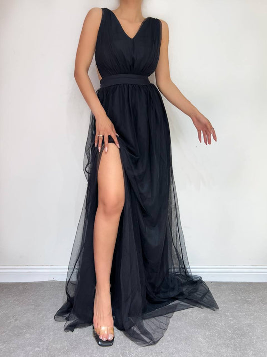 Black Tulle long dress