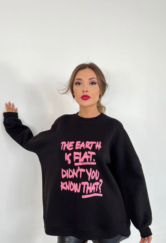 Black sweatshirt with hot pink pattern