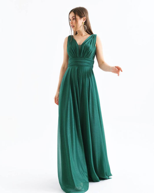 Royal Green glittery tulle dress