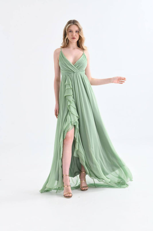 Mint Green chiffon long dress