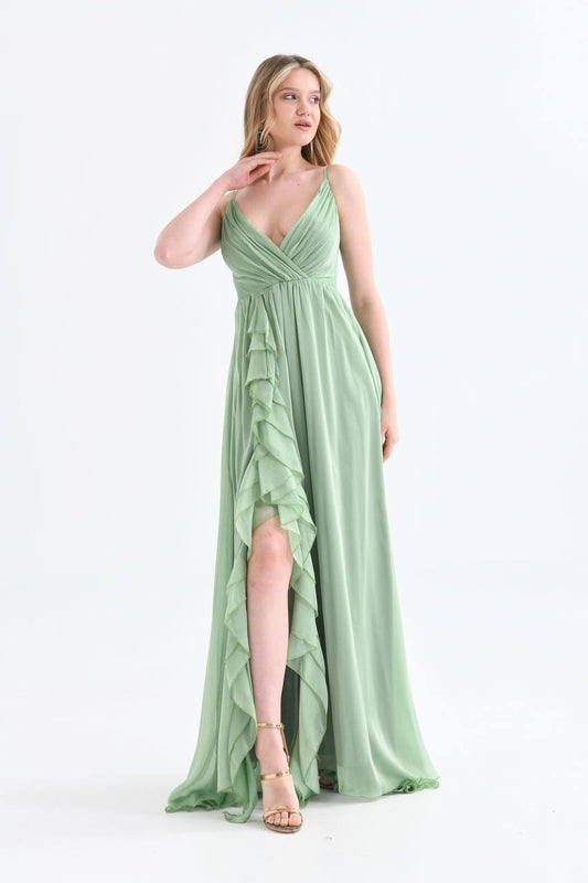 Mint Green chiffon long dress