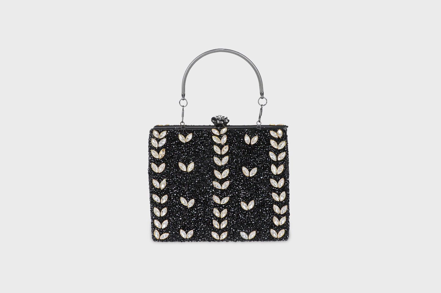 Black soiree bag with crystals
