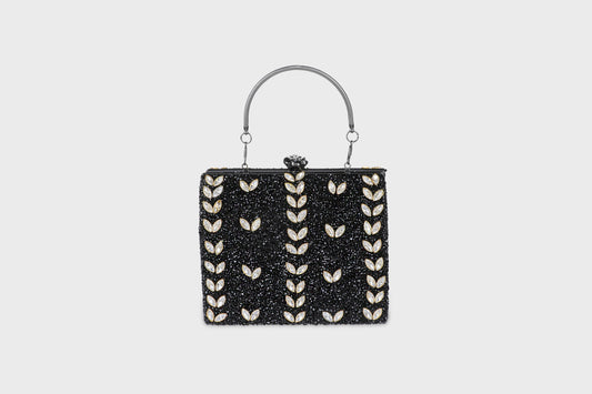 Black soiree bag with crystals